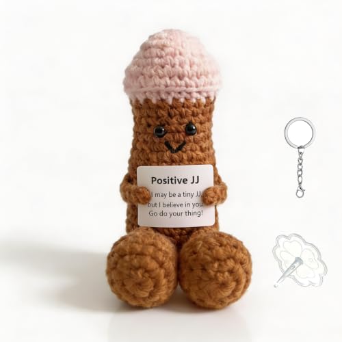 Emotional Support Positive Crochet Figurine,Handmade Desktop Ornament - color: Brown Ajj