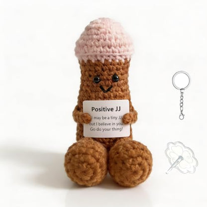 Emotional Support Positive Crochet Figurine,Handmade Desktop Ornament - color: Brown Ajj