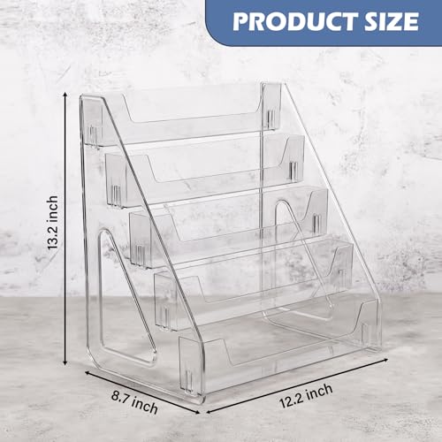 CELSOL Upgraded 5 Tier Acrylic Card Display Stand, Clear Display for Greeting Cards, Sports Cards, Postcards, Stickers & Brochures, Easy Snap-On, Increased Height & Thickness for Better Presentation - size: 5 Tier 1 Pack