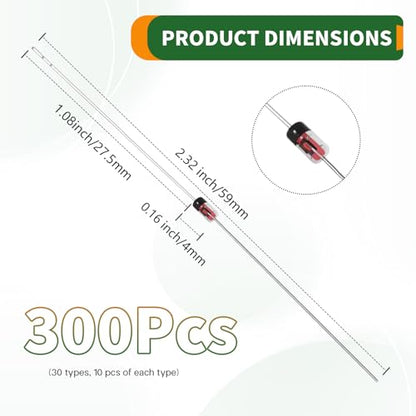 30Values 1W Zener Diode Kit 3V 3.3V 3.6V 3.9V 4.3V 4.7V 5.1V 5.6V 6.2V 6.8V 7.5V 8.2V 9.1V 10V 11V 12V 13V 15V 16V 18V 20V 22V 24V 27V 30V 33V 36V 39V 43V 47V Diodes Assortment Set