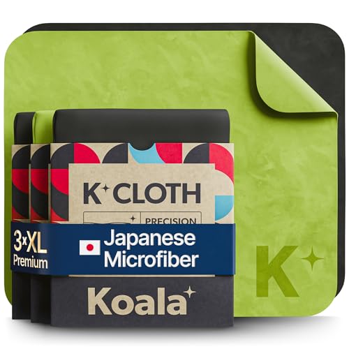 Koala Lens Cleaning Cloth | Japanese Microfiber | Black & Green (Pack of 3) - color: Black / Green, size: 3 Pack (XL)
