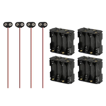 MECCANIXITY 4Pcs 8 x 1.5V AA Battery Holder with 9V T Type Snap Connector