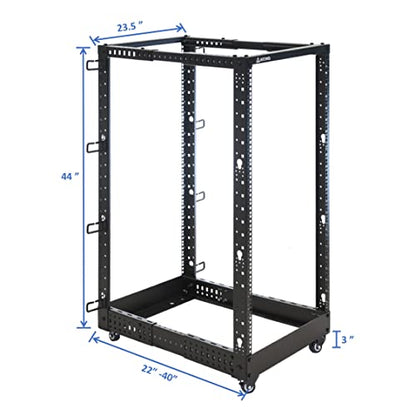AEONS 22U 4-Post Open Frame Server Rack with Casters, Adjustable Depth - color: B-4POST, size: 22U