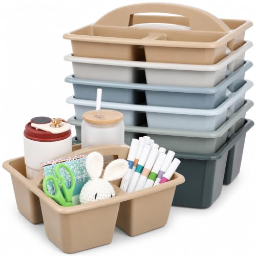 6 Pack Plastic Classroom Organizer Caddy with Handle, Muted Nordic - color: Muted Nordic