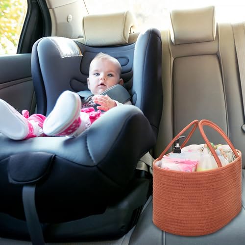 COMSE Baby Diaper Caddy Organizer with Handles, Cotton Rope, Autumn Glaze - color: Autumn Glaze, size: Regular