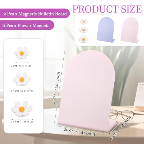 PATIKIL 2Pcs Magnetic Bulletin Board Memo Magnet Display Pink/Purple/White - color: Pink/Purple/White