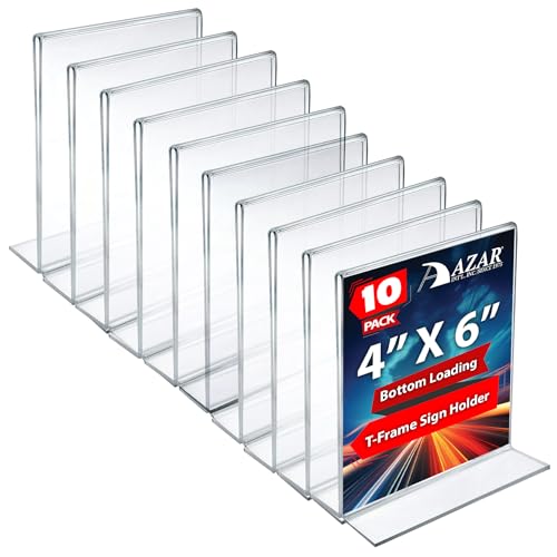Azar 152726 4-Inch by 6-Inch Vertical Double-Sided Stand Up Sign Holder, 10 Count - size: 4 in W x 6 in H