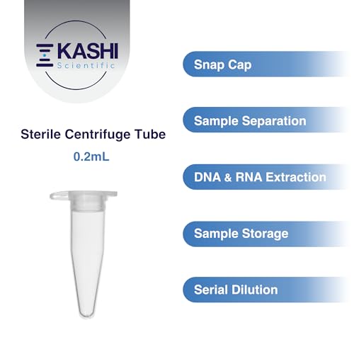 Kashi Scientific 0.2mL Clear Snap Cap PCR Tube with Graduation, Lab Grade Polypropylene Plastic [0.2mL, 1000] - size: 0.2mL