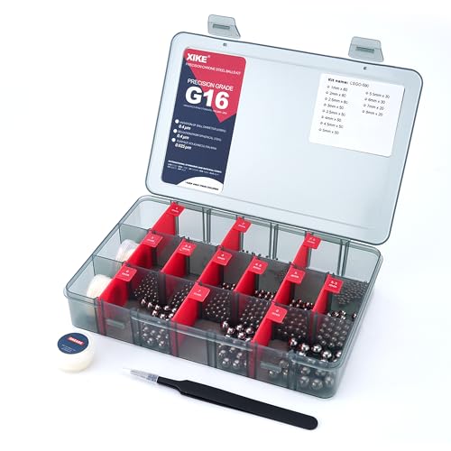 XIKE 1-8mm Chrome Steel Balls G16 Assortment Kit (590 Pcs 12 Sizes) - size: 12 Sizes
