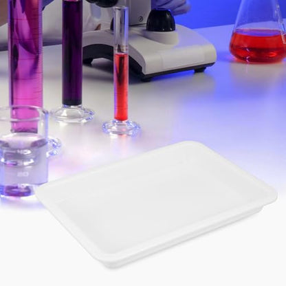 White Lab Tray Plastic 2.5cm Use Tray for Experiments - size: 24.60X18.50X2.70CM