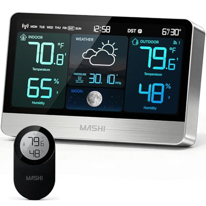 MASHI Weather Station Wireless Indoor Outdoor with 8.8" Colorful Display