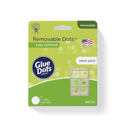 Glue Dots, Removable Dots Value Pack, Double-Sided, 1/2", .5 Inch, 600 Dots, DIY Craft Glue Tape, Sticky Adhesive Glue Points, Liquid Hot Glue Alternative, Clear - size: 1 Pack, style: Removable Dots Value Pack