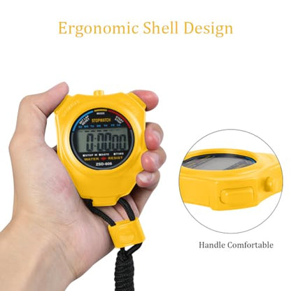 Vicloon Stopwatch Timer, Lap Split Digital Stopwatch with Stainless Steel Whistle, Large Display Digital Stopwatch Timer Suitable for Football, Basketball, Running, Swimming, Fitness (Yellow) - color: Yellow