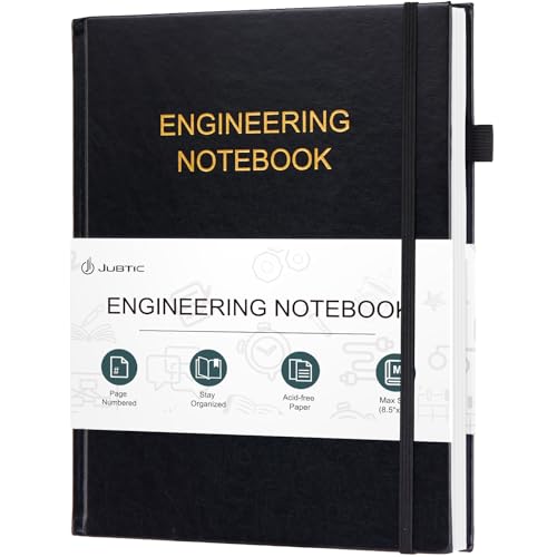 JUBTIC Engineering Notebook for Project Organization, 8.5" x 11" - color: Black