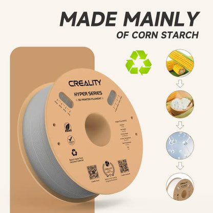 Official CREALITY Hyper PLA Filament 1.75mm, High Speed PLA 30-600mm/s 3D Printer Filament, Dimensional Accuracy +/-0.02mm, Fit Most FDM 3D Printers, 1KG(2.2lbs) Spool Gray - color: Grey