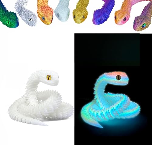 3D Printed Animals Set 3D Printed Snake Toys 3D Printed Articulated Flexible Fidget Toy 3D Printed Animals Exquisite Cute Pet Toy Children/Adults Fidget Toys (Fluorescent Candy, 17.7) - color: Fluorescent Candy, size: 17.7