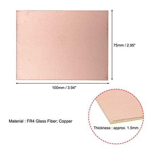 uxcell Double-Sided Copper Clad Laminate PCB Circuit Board, FR4 100x75mm 3.94x2.95 inch, 1.5mm Thickness DIY Prototyping PCB Board, Name Board, 5pcs - size: 100mmx75mmx1.5mm