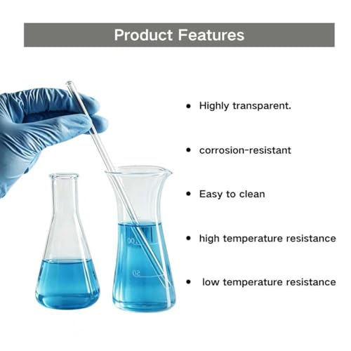 Glass Stirring Rods, Premium Borosilicate Glass Rods, 25 Pack, 12 Inch Length, 0.24 Inch Diameter, Solid Heat Resistant Design with Round Both Ends, Suitable for Laboratory Use