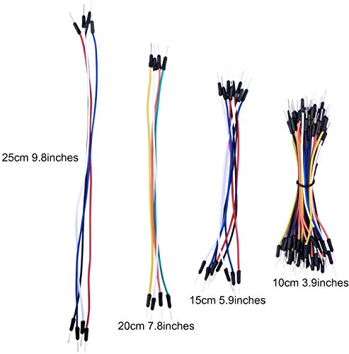 HiLetgo Pack of 3 Set 65pcs Assorted Multicoloured Solderless Wires Flexible Breadboard Jumper Wires Male to Male