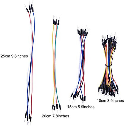 HiLetgo Pack of 3 Set 65pcs Assorted Multicoloured Solderless Wires Flexible Breadboard Jumper Wires Male to Male
