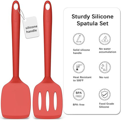 Coukre 2 Pack Silicone Spatula Set,High Heat Resistant, BPA-Free - color: PureRed
