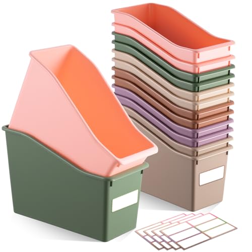 Geetery Plastic Book Bins for Classroom, 24 Pcs, Terrazzo Color - color: Terrazzo Color