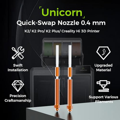 Creality K2 Plus Nozzles, Original Creality K2 Combo Hotend Nozzles, Extruder Replacement Nozzles Kit with Titanium Alloy Copper Alloy Hardened Steel Nozzle for Creality K2 Pro/Hi (0.4mm 2PCS) - style: 0.4mm-2PCS