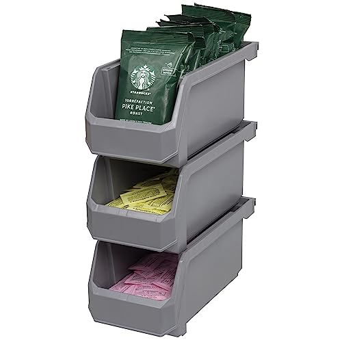 ReadySpace Medium Stackable Plastic Storage Bins, 8-Pack, Gray - color: Grey, size: Medium, 8-Pack