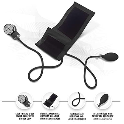 ASA TECHMED Nurse EMT Starter Pack Stethoscope, Blood Pressure Monitor and Trauma 7.5" EMT Shear Ideal Gift for Nurses, Medical Students, Firefighters, Police and Personal Use (Black) Standard - color: Black