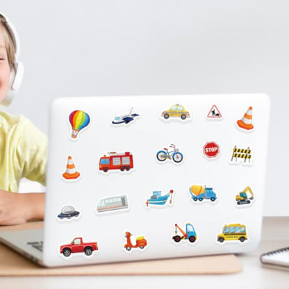 300Pcs Transportation Foam Stickers, Self-Adhesive Truck Cartransportation Stickers Car Foam Decals Sticker Decorations for Home Office School Classroom DIY Art Craft Party Supplies - style: Transportation