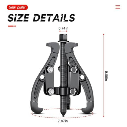 BELOMI 3 Jaw Inner Bearing Puller, Pilot Bearing Gear Puller for Auto with Reversible Jaws, Heavy Duty Gear Extractor Tool for Automotive Wheel, Pulling Kit for Motorcycle Car SUV (8 inch) - size: 8 inch