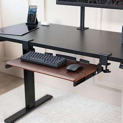 VIVO Dark Walnut Clamp-on 20 x 11 in Keyboard Tray, MOUNT-KB05ES-D - color: Dark Walnut, size: 20 inch