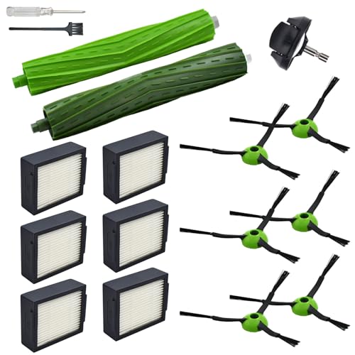 Replacement Parts Compatible with iRobot Roomba J7 J7+ J5 J5+ J6 J6+ J8 J8+ J9 J9+ i e j Series Vacuum Cleaner Accessories Kit,Front Caster Wheel,Rubber Brushes,6 HEPA Filters,6 Side Brushes