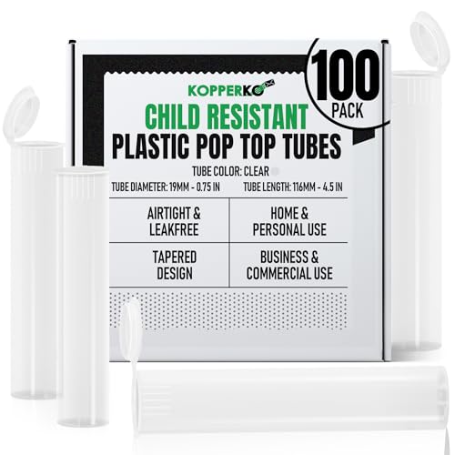 Kopperko Travel Medicine Container, 116mm, 100 Pack, Clear - color: Clear, size: 100 Tubes