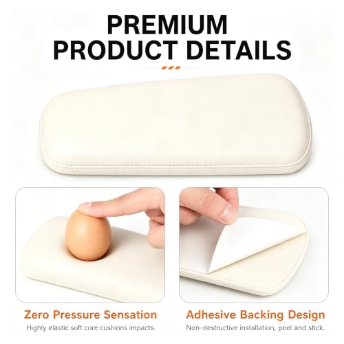 2 PCS Car Arm Rest Cushion, PU Elbow Support Pad with Soft Memory Foam, for Center Console and Door Panel Comfort, Universal for Most Cars, Trucks, SUVs (Beige) - color: Beige