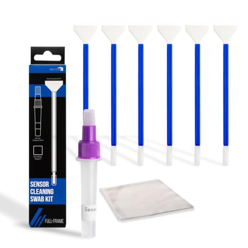 REFLEX CAMERA 24mm 8 Piece Camera Sensor Cleaning Kit 6 Full Frame Double end Swabs, 5ml Cleaner, Micro Fiber Cloth, Residue-Free Cleaning Kit for Sony, Canon, Nikon DSLR and Mirrorless Cameras - size: Full Frame 6Pk