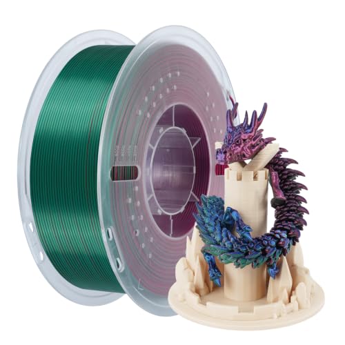 Kingroon Silk PLA Tri Color Filament 1.75mm, Multicolor 3D Printer Filament, Dimensional Accuracy ±0.02mm, 1kg Spool (2.2lbs), for Most FDM 3D Printers, Red Green Blue - color: 1kg Red Green Blue