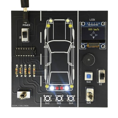 Car Driving Simulation Soldering Practice Kit, DIY Electronics Project Car Driver Simulator Solder Kit with LCD Display & Realistic Lighting Effects for DIY Learning