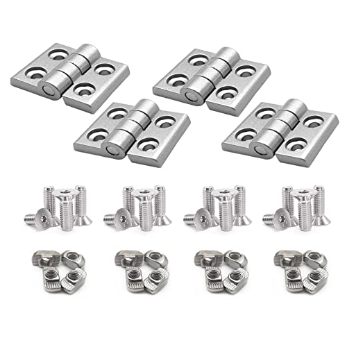 4 Sets 10 Series Aluminum Extrusion Profiles Pivot Hinge Bracket Install Kit Connector, 4Pcs 1010 Hinge with T-Nuts Screw Bolt for 1" x 1" 1 Inch x 1 Inch Extruded Aluminum Rail - style: 4 sets pivot hinge with m5