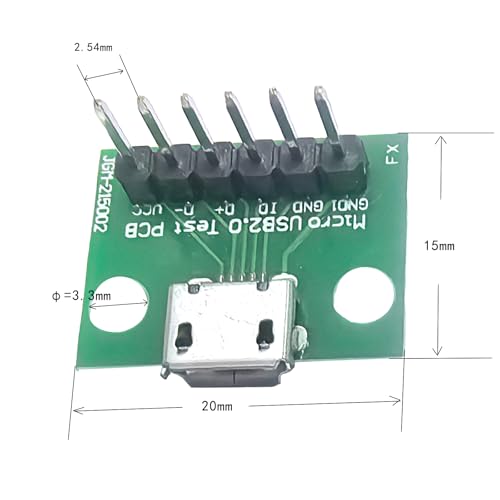 WLGQ Micro USB 2.0 Test PCB Breakout Board, 6-Pin Interface, 10 Pack - color: 10 PACK