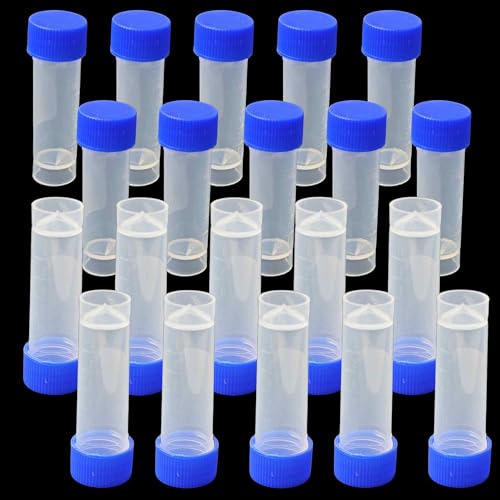 pson 20Pcs 5mL Plastic Test Tubes with Screw Caps, Clear Sample Vial Containers for Lab Storage, Scientific Research