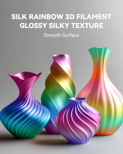 SUNLU Silk Rainbow PLA Filament, Multicolor Silk 3D Printer Filament 1.75mm +/- 0.02mm, Fast Color Change Each 8 Meters, 330 Meters, 1kg/2.2lbs, Silk Rainbow Filament(Cyan-Magenta-Blue) - color: Silk Rainbow 06