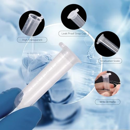 50Pcs 5ml Round Bottom Centrifuge Tubes with 1Pcs Rack
