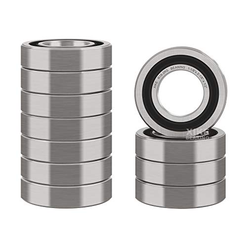 XiKe R18-2RS Sealed Ball Bearing, 1-1/8"x2-1/8 x1/2" (10-Pack) - size: R18-2RS - 1-1/8 x 2-1/8 x 1/2 in