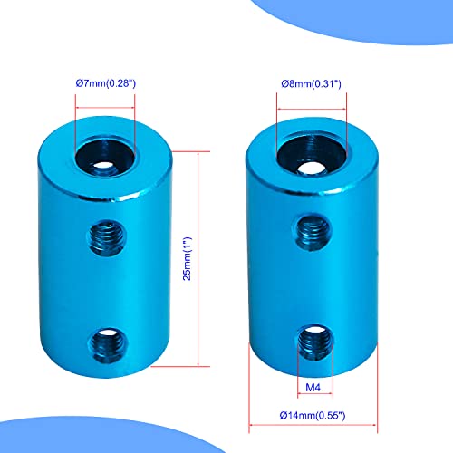7mm to 8mm Rigid Couplings Set Screw Shaft Stepper Motor, Length 25mm / 1" Motor Coupler Connector Rigid with Screw for 3D Printer, RC Robot, Car Model Shaft, CNC Machine, DIY Encoder 2 Pcs - size: 7 to 8