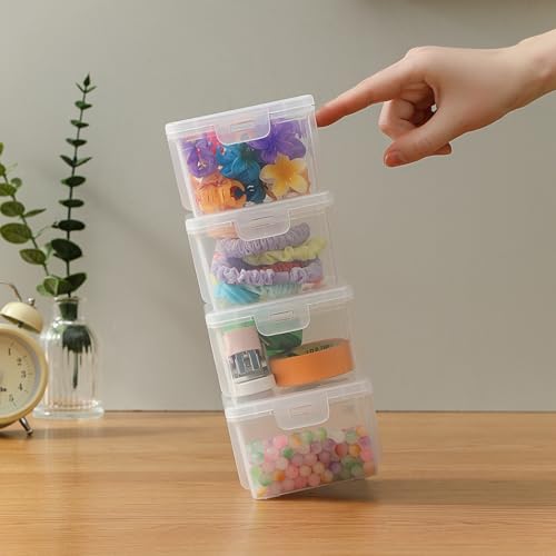 10 Pack Bead Organizer Box, Deep Small Clear Stackable Snap-Lid Case - size: Clear Square Small - 10 Pack