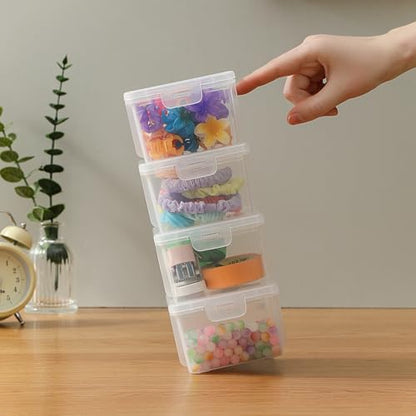 10 Pack Bead Organizer Box, Deep Small Clear Stackable Snap-Lid Case - size: Clear Square Small - 10 Pack