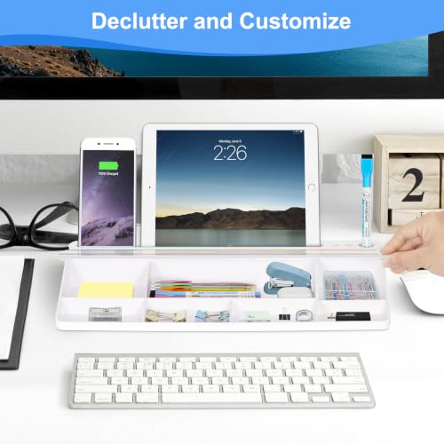 Desktop Glass Whiteboard with Storage, Weekly Calendar Desk White Board - color: Organizer-white Colourful Weekly Planner