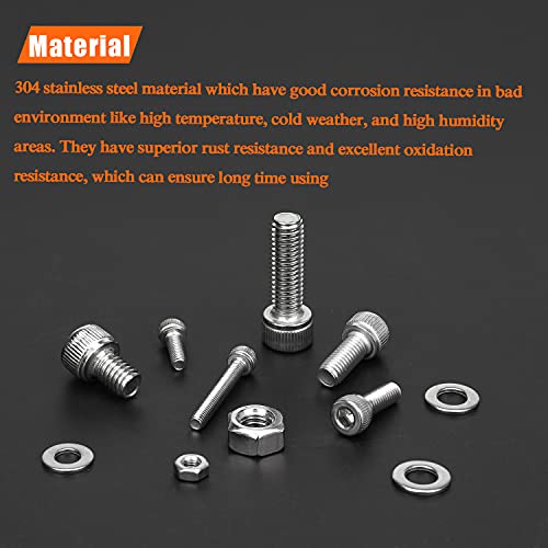 HELIFOUNER 810 Pieces M3 M4 M5 M6 304 Stainless Steel Hex Socket Cap Metric Screws Bolts Washers Nuts Hardware Assortment Kit with Hex Wrenches - size: M3 M4 M5 M6 (810 Pieces), style: Socket Head Screws