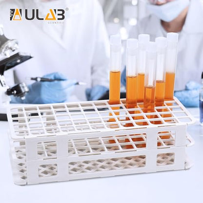 ULAB Scientific White Tube Rack and Plastic Test Tubes Set, Include 1pc of White Tube Rack, 60pcs of Plastic Macaroon Party Tubes Shot Glasses, Nature Color, UTR1015 - style: Rack & 60pcs Nature Color Tubes